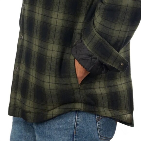 Grizzly Mountain Sherpa Lined Men's M Flannel Shirt Jacket Shacket Green Plaid - Picture 5 of 16